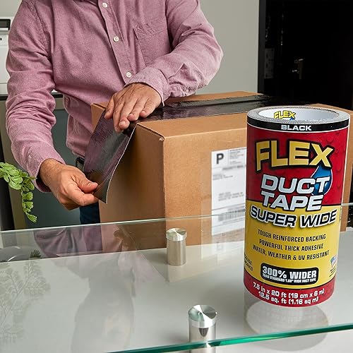 Miniatura 2 de Cinta adhesiva flexible, súper ancha, 7.5 pulgadas x 20 pies, negro, resistente, multisuperficie, resistente al agua, a la intemperie y a los rayos