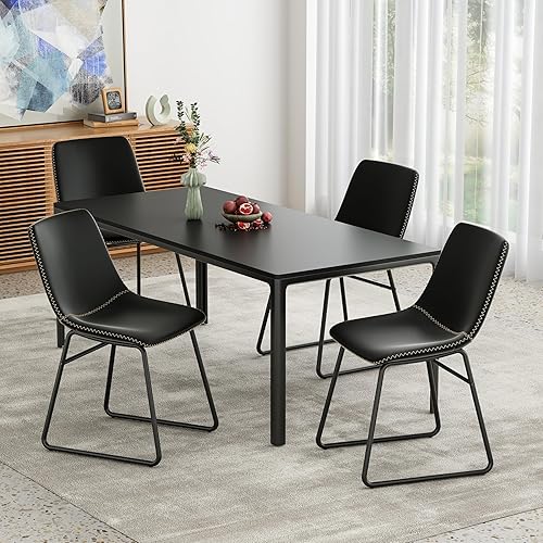 Miniatura 5 de Soohow Juego de 4 sillas de comedor modernas de mediados de siglo, sillas de cocina tapizadas de piel sintética con patas de metal, cómodas sillas