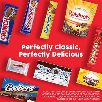 Butterfinger, Baby Ruth, Kinder Bueno, Assorted Crispy Creamy Nutty, Variety Mix, 15 Count, Full Size Candy Bars, 26.2 oz