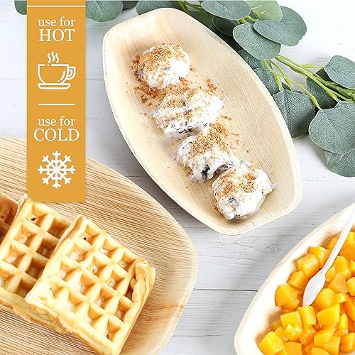 Miniatura 6 de Brheez - Paquete de 12 platos ovalados para servir de 12 x 6 pulgadas, hechos de hoja de palma natural resistente, biodegradable y compostable,