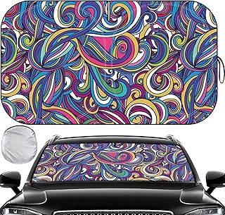 Windshield Sun Shade, Car Sun Shade Windshield, Reflector Sunshade Offers Ultimate Protection for Car Interior, Reflective Polyester Blocks Heat for Sedans, Mini SUVs, Hatchbacks - 55 x 32 inches