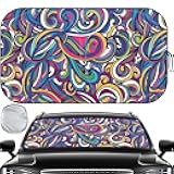 Windshield Sun Shade, Car Sun Shade Windshield, Reflector Sunshade Offers Ultimate Protection for Car Interior, Reflective Polyester Blocks Heat for Sedans, Mini SUVs, Hatchbacks - 57 x 31.5 inches