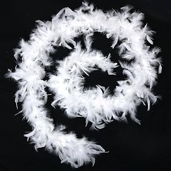 Boa De Plumas Blancas De 2 Metros Con 20 LED Iluminados, Ideal Para Disfraces, Carnaval, Halloween, Navidad Y Manualidades