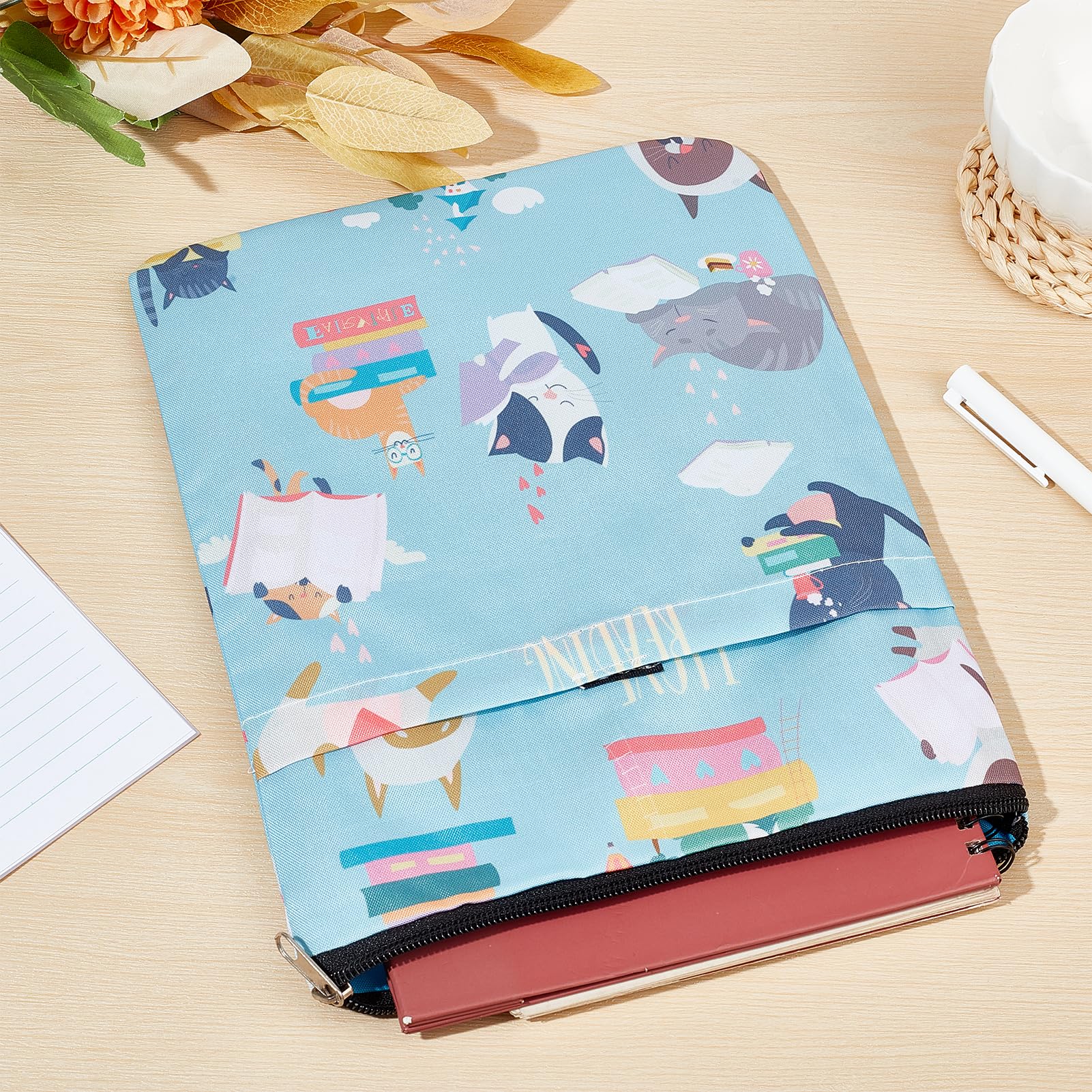 NICENEEDED Cat Printed Book Covers, Washable Book Sleeve, Book Protector with Zipper, Waterproof Book Storage Bag Multifunctional Book Sleeves for Book Lover - Image 3