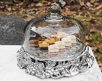 Amazon.com | Arthur Court Cake Stand with Glass Dome Grape Pattern