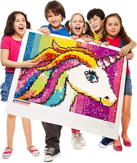 Huge Mosaic Puzzle Poster Kits | Group Project | No Mess Paint by Sticker | Stay at Home Activity | Classroom | One Sticker at a Time! | Large Unicorn | Learning Fun | 40” X 36” Giant Poster