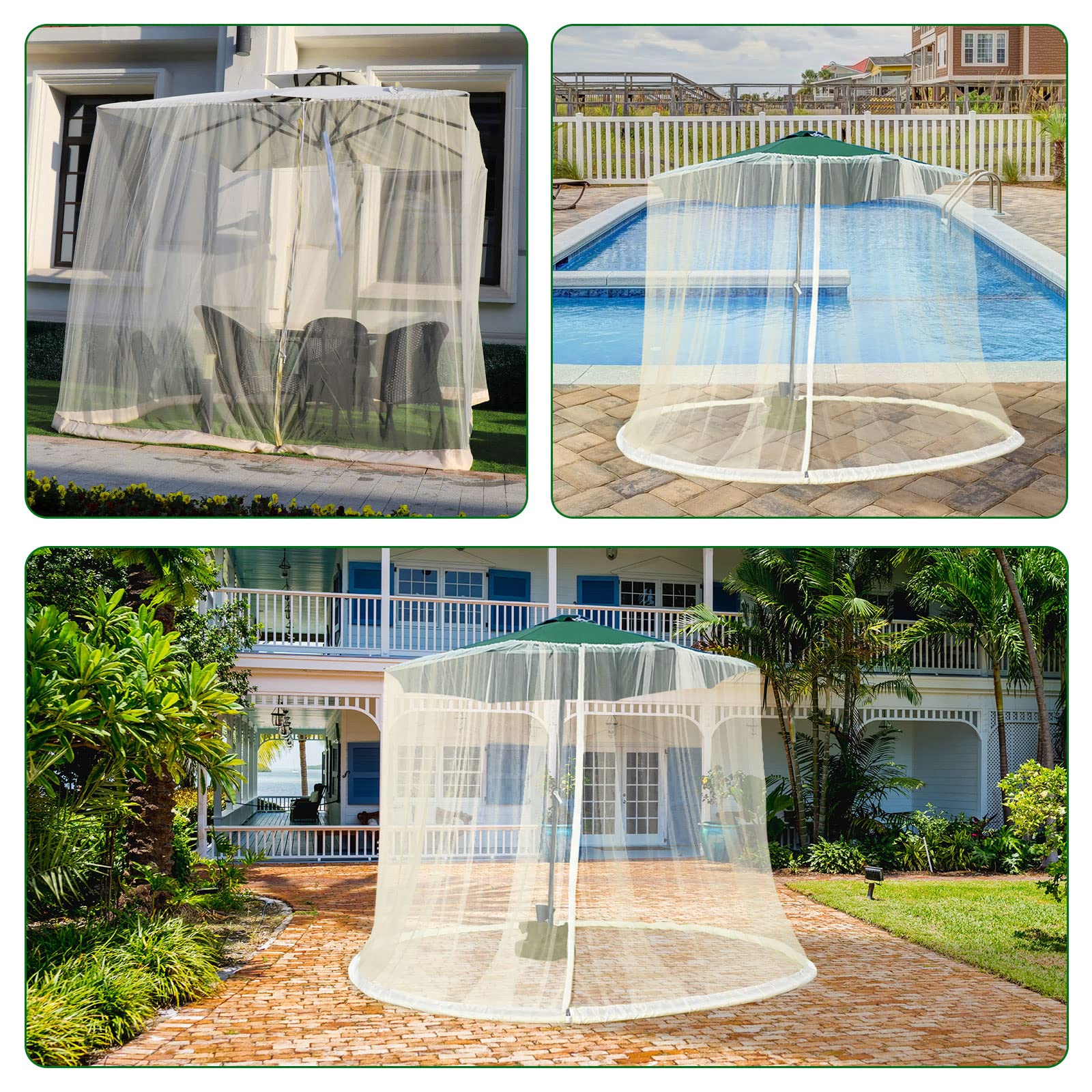 Universeller Terrassenschirm, Moskitonetz, Adjuble ered Bug mit Dstring, perfekt für Outdoor-Regenschirme und Terrassentische (nur Netz)
