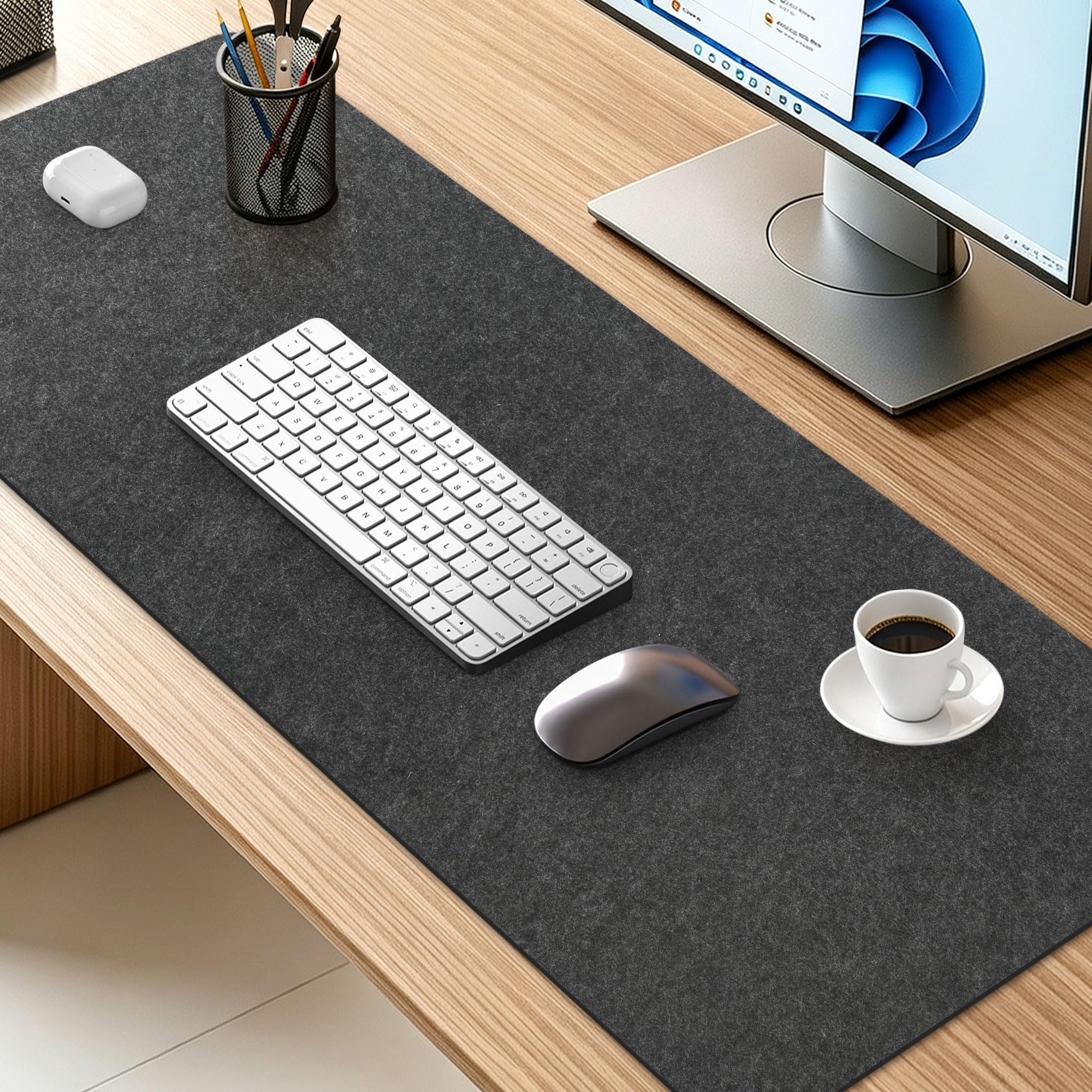 SOSMAR 100x40 cm Felt Desk Mat & Pad, Non-Slip Keyboard & Mouse Pad