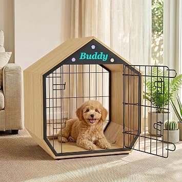 EasyCom 25.5" Furniture Style Crates, Wooden Indoor Kennel for Small Dogs