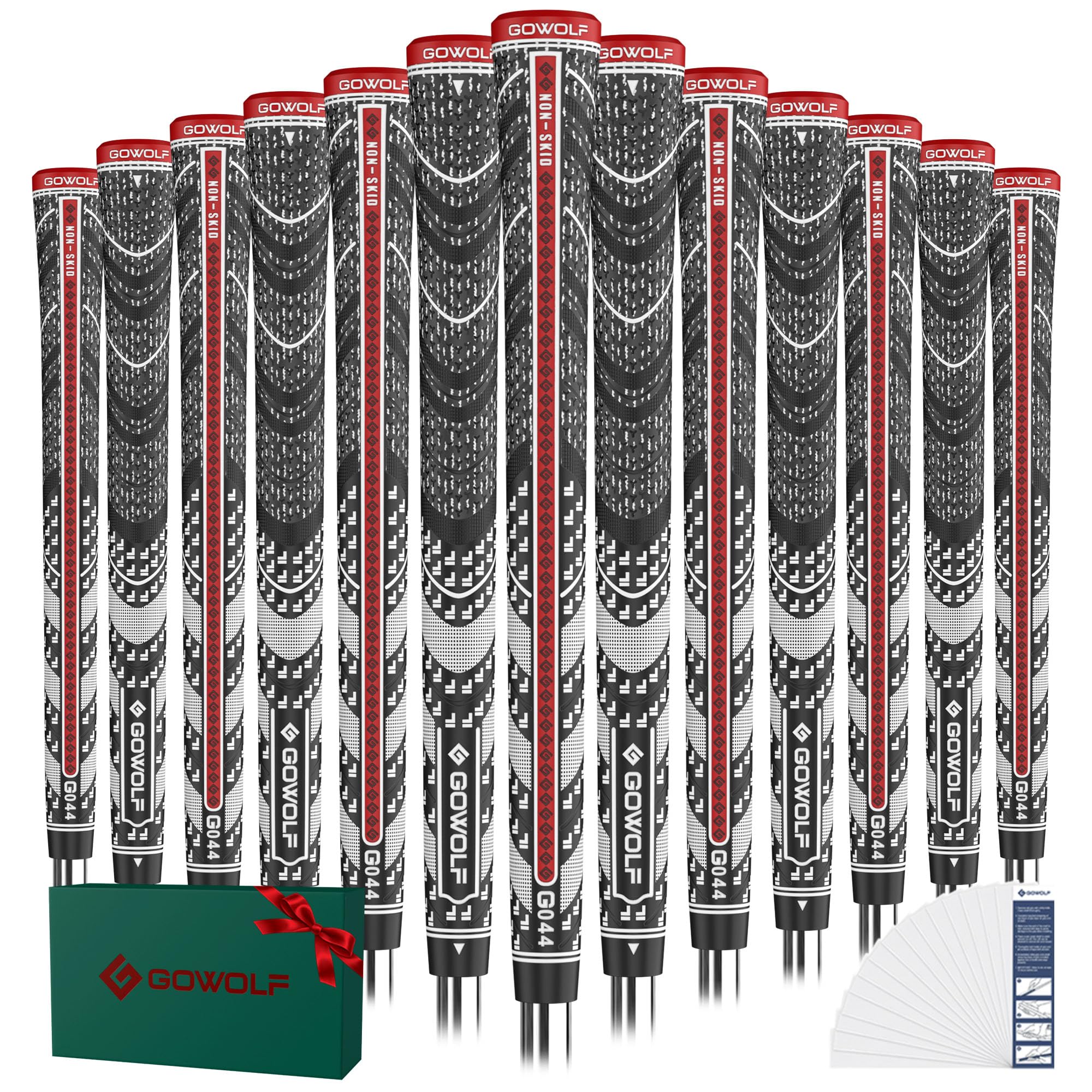 Gowolf Hochwertige Golfschlägergriffe aus natürlichem Gummi, verbesserte Kontrolle, Multi-Compound-Hybrid-Golfschlägergriffe, 13 Stück