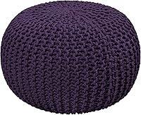 Vista 13 de Puf Cotton Craft tejido a mano con estilo de cable Dori Pouf, otomano para el piso, 100 % algodón trenzado, hecho y cosido a mano, un asiento único