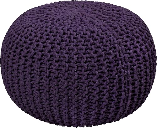 Miniatura 13 de Puf Cotton Craft tejido a mano con estilo de cable Dori Pouf, otomano para el piso, 100 % algodón trenzado, hecho y cosido a mano, un asiento único