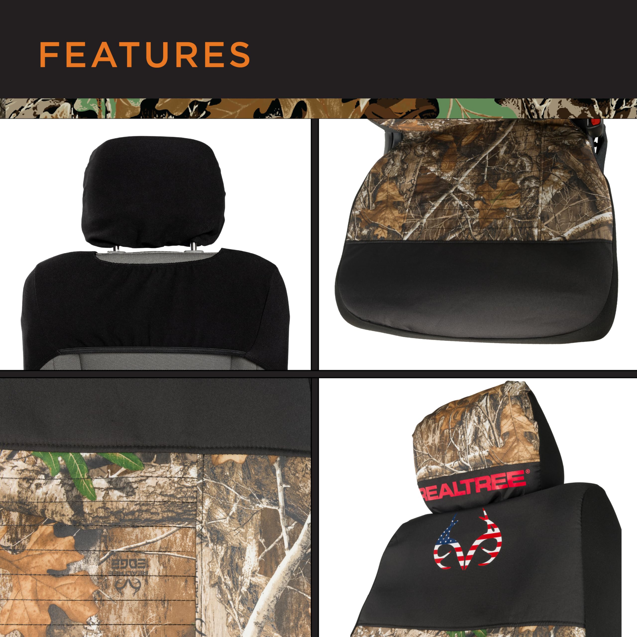 Amazon.co.jp: Realtree ローバックシートカバー アメリカアントラー
