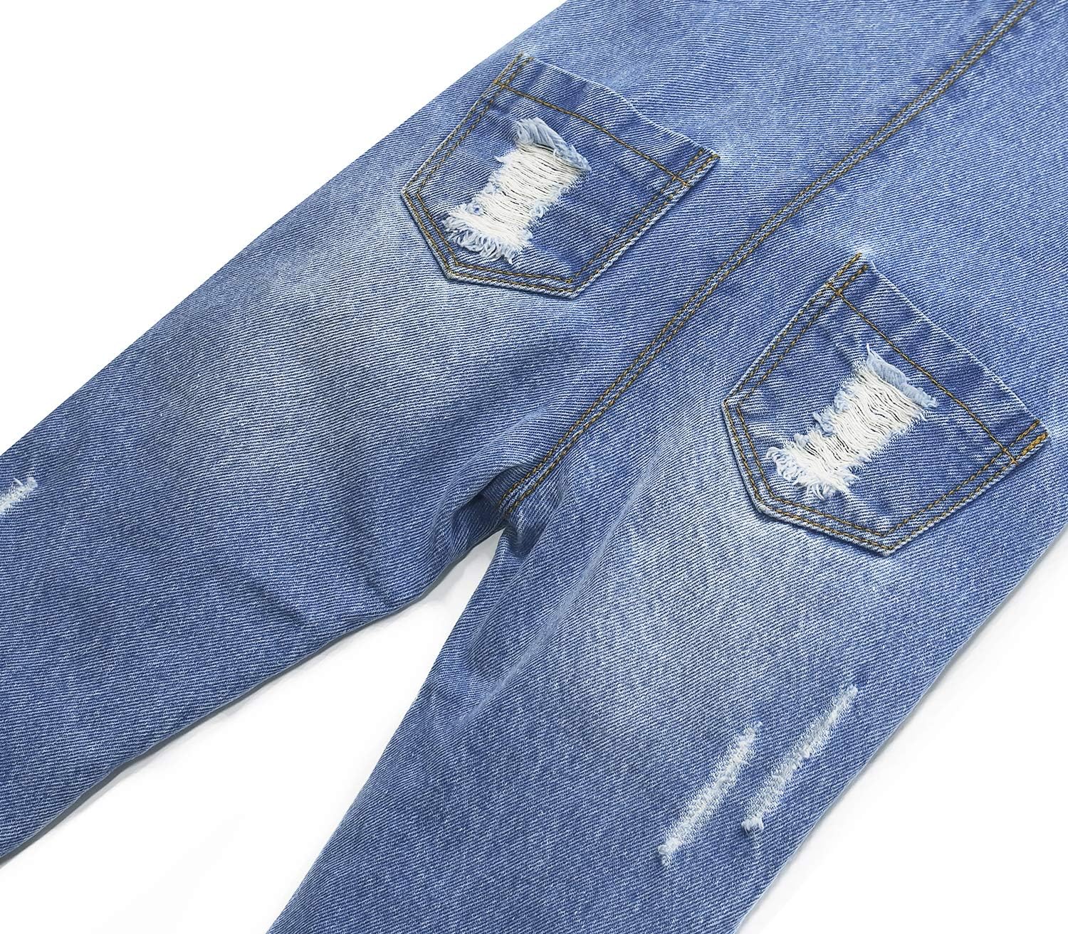 KIDSCOOL SPACE Baby Girl Boy Jean Overalls,Little Kid Bib Pocket Denim Workwear - Image 7