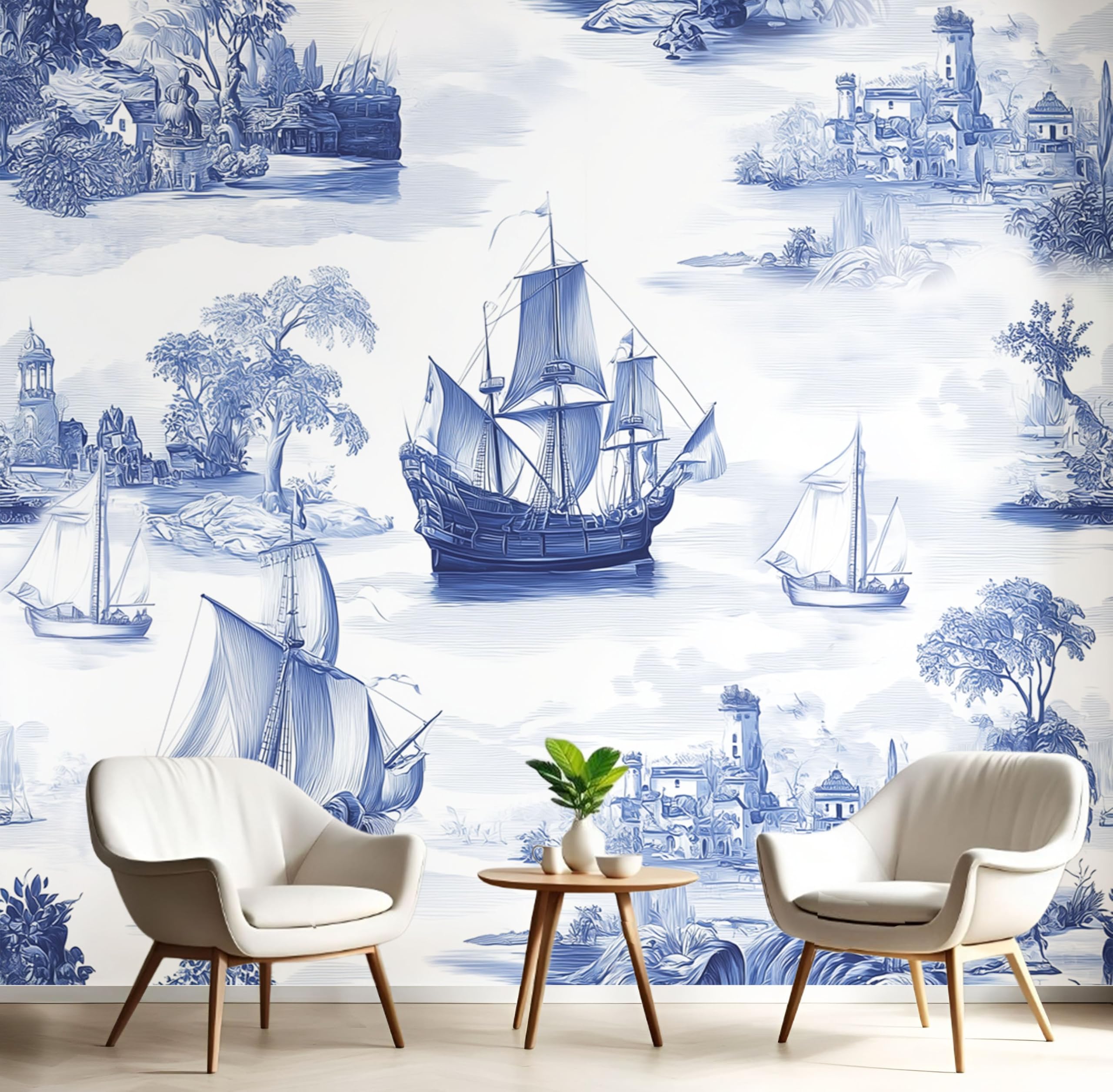 Papier Peint Bleu Royal pour un Salon Style Paysage Nautique Apaisant