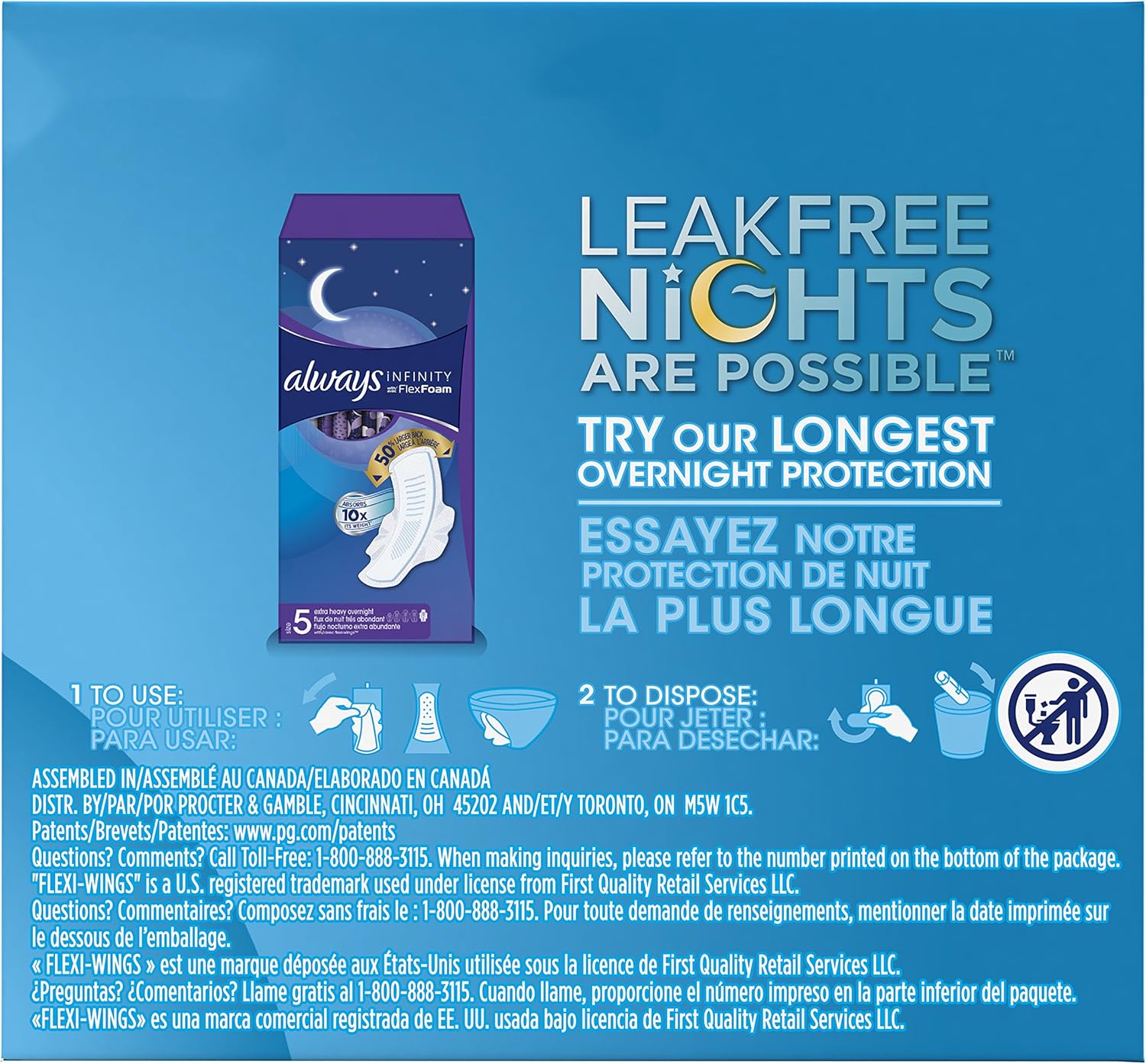 Always Size 3 Extra Heavy Flow Absorbency with Wings Infinity Pads, 14 Count (Pack of 6)