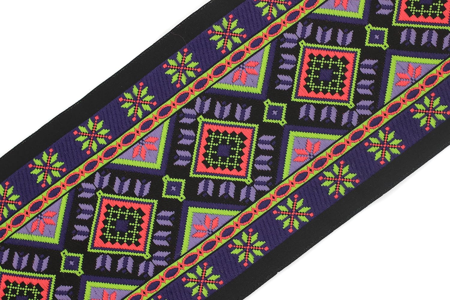 11 Yard Spool 3.93" Dark Blue Ethnic Geometric Jacquard Ribbon Woven Trim Embroidery Tape for Home Decor Clothing and Costume Design 100996
