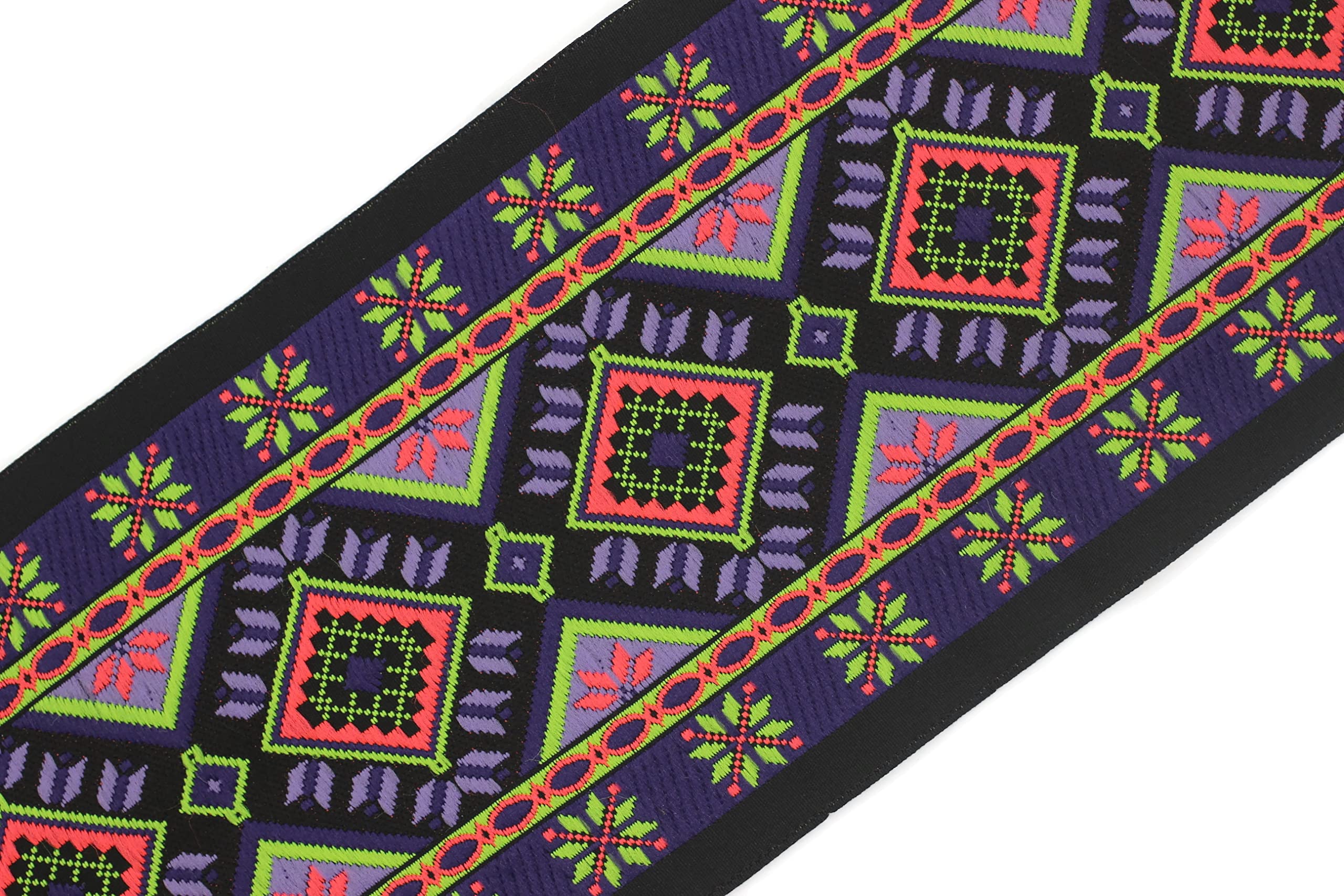 10 mètres de ruban jacquard de style Violet Geometrique Motif des rubans de tissu pour artisanat 100mm