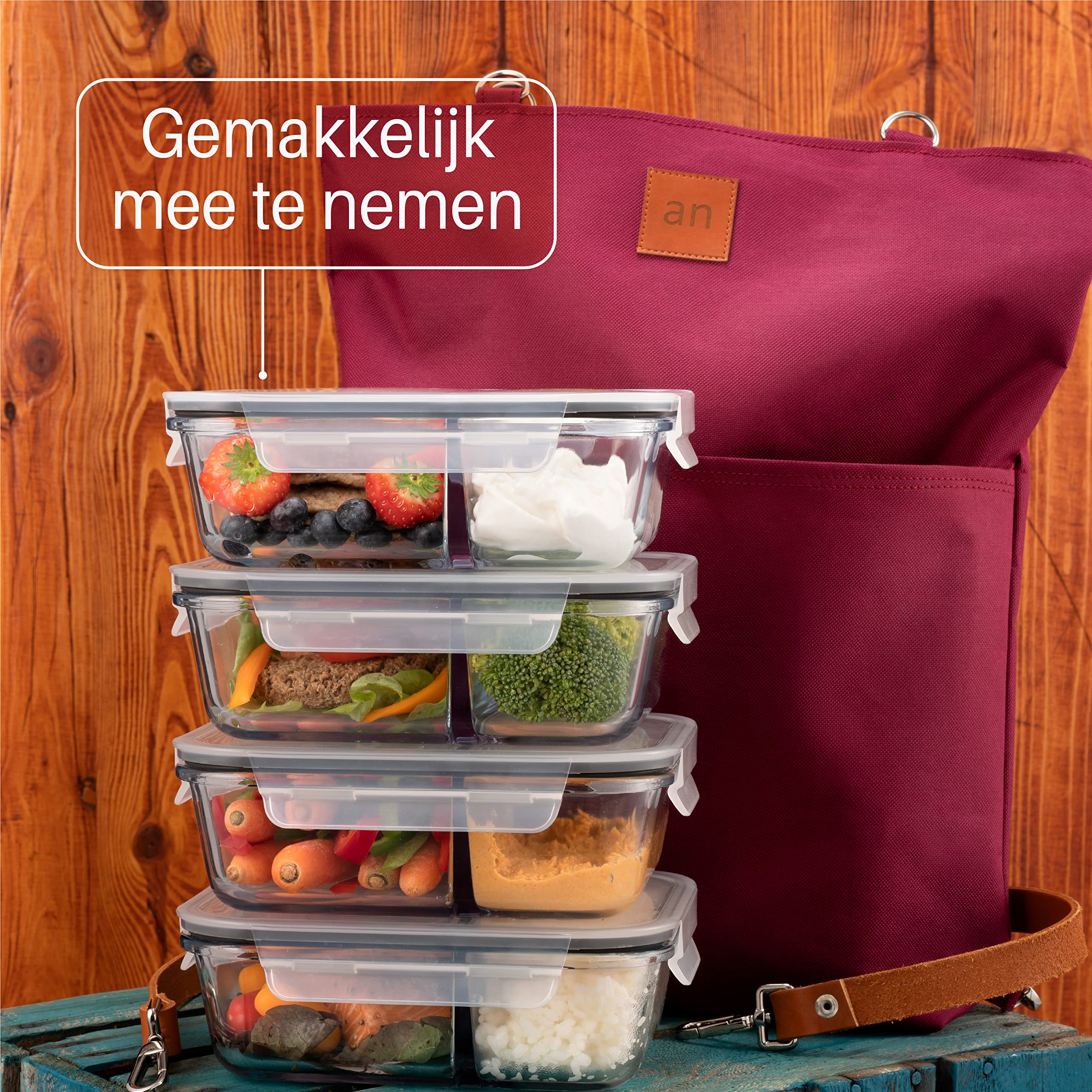 Frankfurter Brett Set Mono met roestvrijstalen containers, Eik