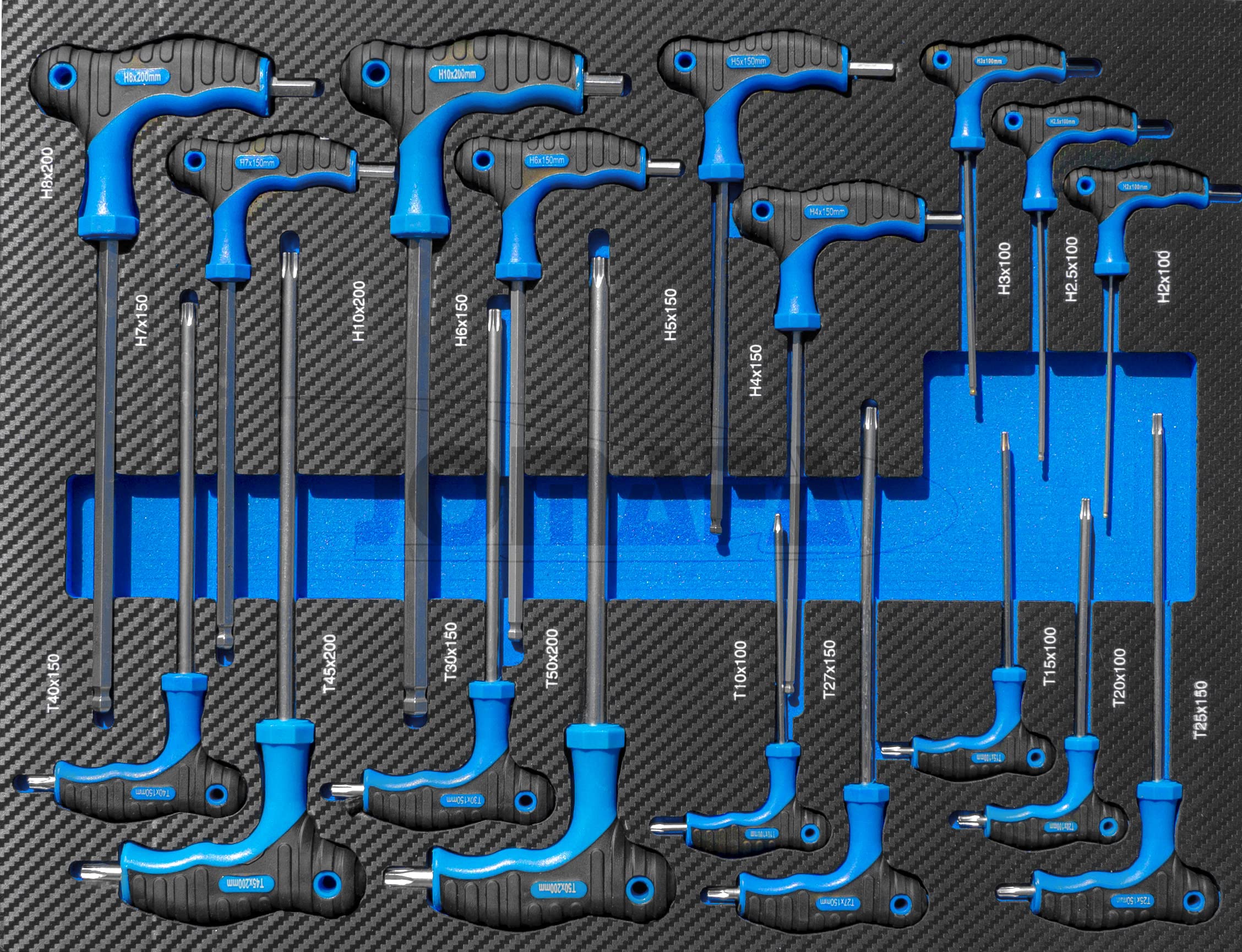 JOMAFA Carro de Herramientas 7 cajones con Puerta Lateral, con Herramientas 6 modulos EVA Azul