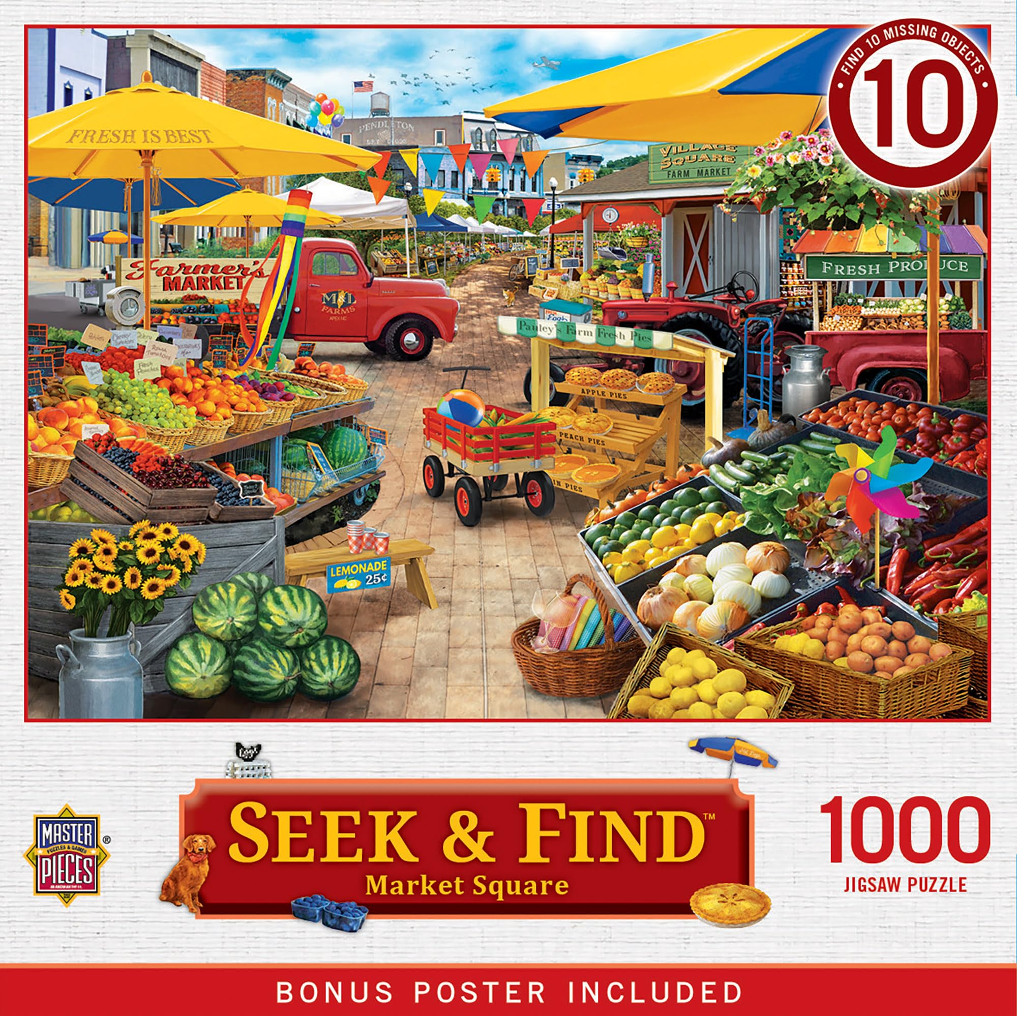 MasterPieces 1000 Piece Seek & Find Jigsaw Puzzle For Adults, Family, Or Youth - Market Square - 19.25"x26.75" โ image 1