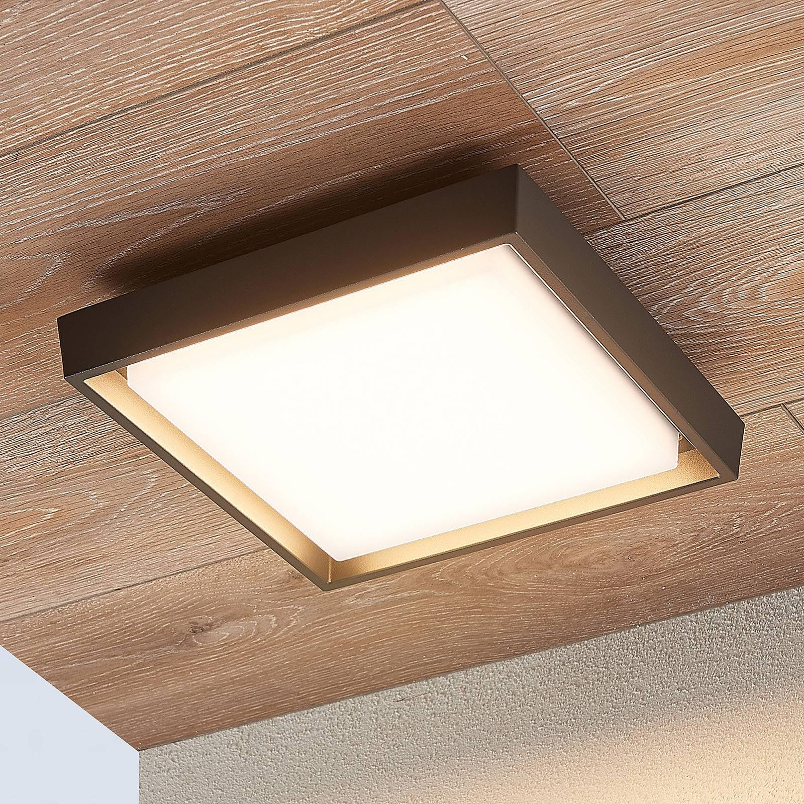 Lucande Plafoniere LED (Moderno) colore Grigio, in Alluminio lampadina inclusa lampada da esterni per giardino terrazzo balcone e casa plafoniera
