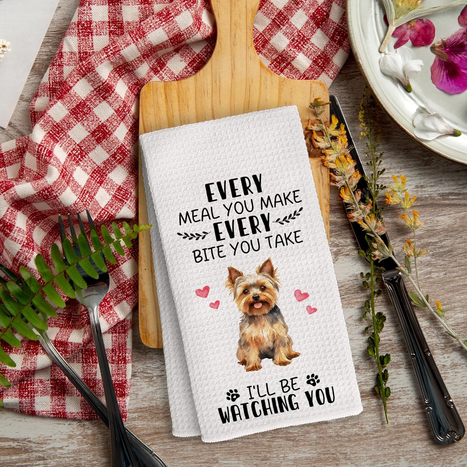 Funny Yorkshire Terrier Kitchen Towels, Yorkshire Terrier Gifts Hand Dish Towels Decor, Yorkie Gifts for Women Tea Towel for Kitchen Decorative, 16x24 Inch - Image 4