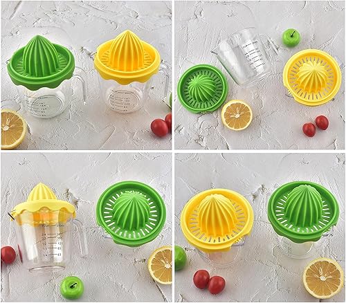 Miniatura 6 de Exprimidor de cítricos y naranja, exprimidor manual de limón, prensa de lima, tapa antideslizante, escariador de rotación con colador y recipiente