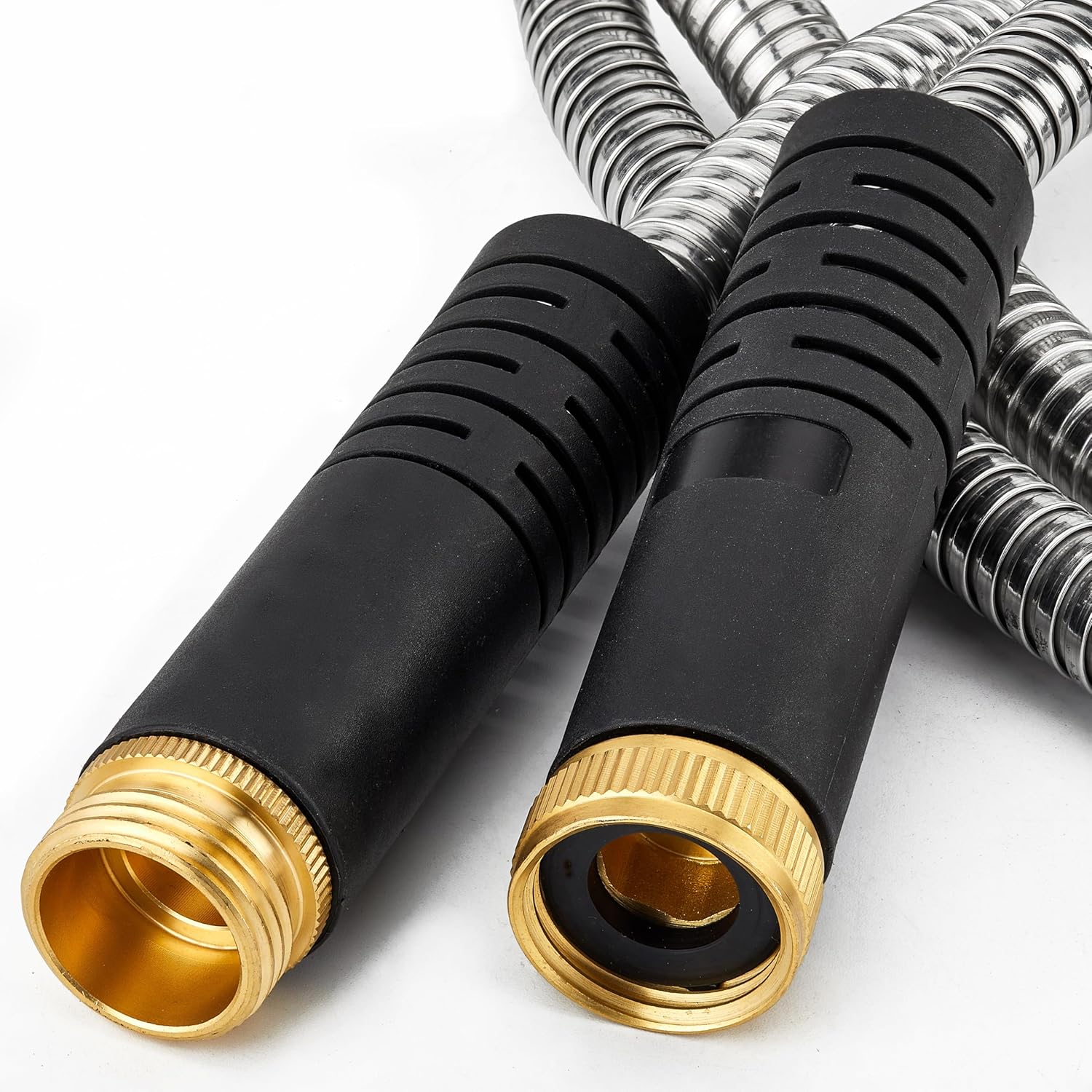 15 ft Stainless Steel Garden Hose - Metal Water Hoses - Retractable,Flexible,Less Kink & Tangle Car Washing Pipe for Yard, Outdoo