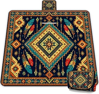 Extra Large Picnic Blanket Waterproof,80"x 80"Foldable Machine Washable Outdoor Blanket,Mandala Beach Blanket for 6-8 Adults,Picnic Mat Suitable for Indoor Crawling,Park Beach,Camping,Hiking,Travel