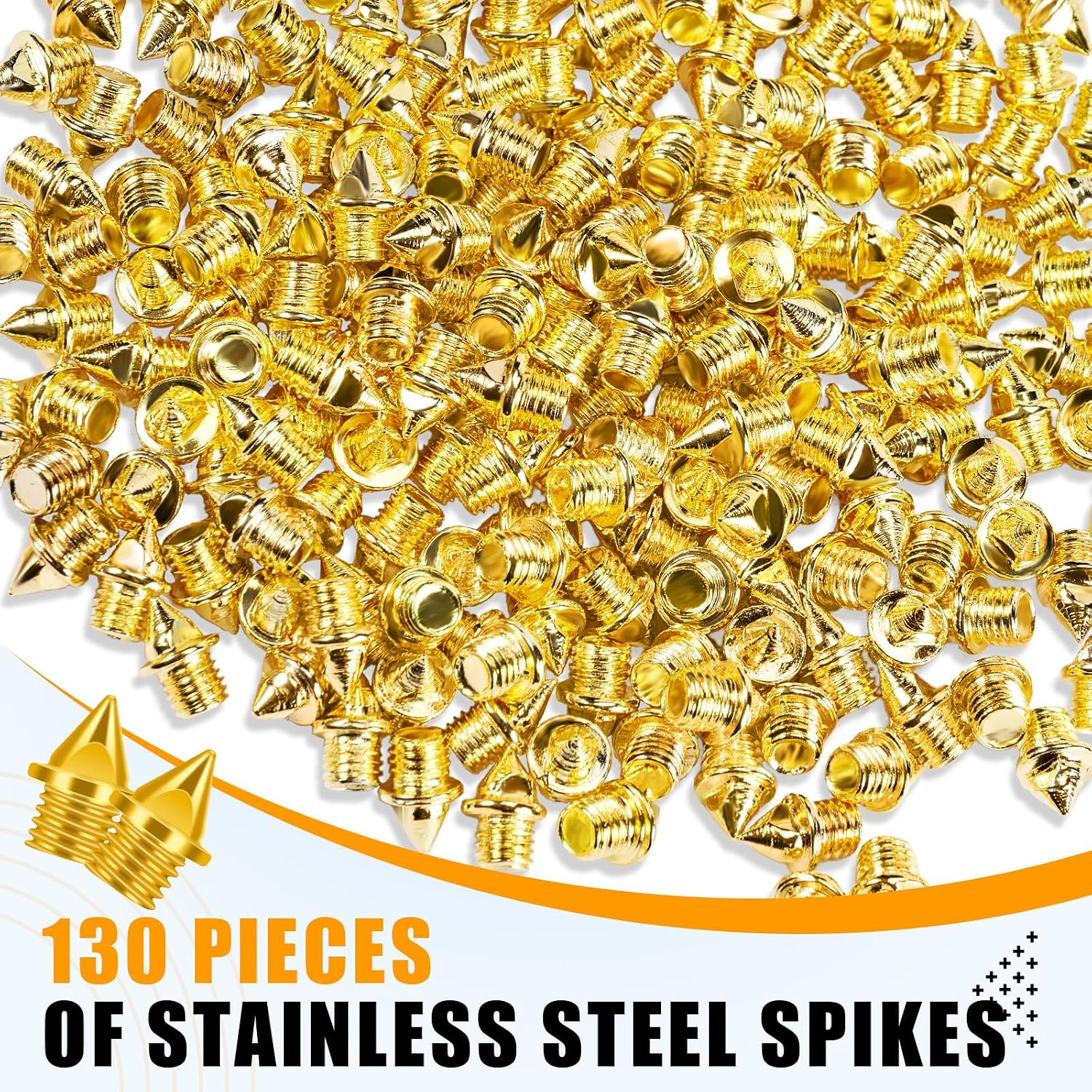 3/16 Inch Track Spikes,130pcs Stainless Steel Pyramid Shoe Spikes with Spike Wrench for Track and Cross Country,Replacement Spike for Sprint Sports Short Running Shoes