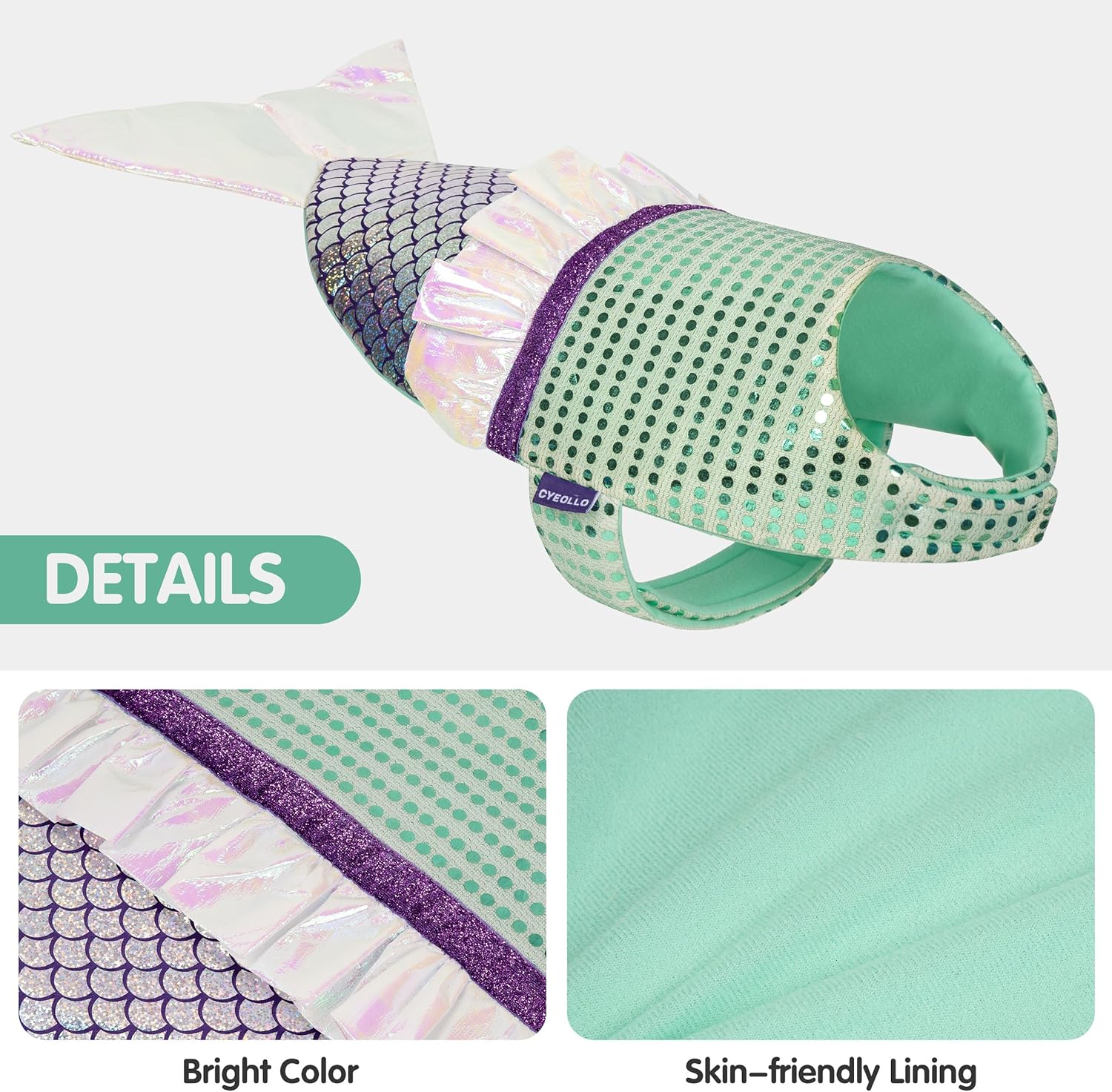 cyeollo Dog Halloween Costumes Mermaid Cosplay Holiday Birthday Party Dog Clothes Outfit Pet Costume for Medium Dogs, Size L