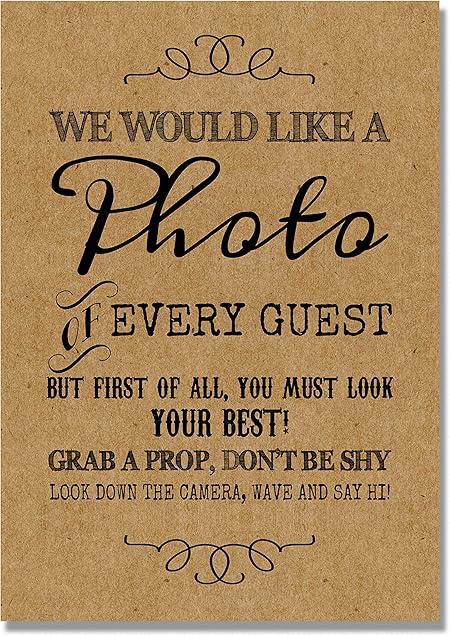Rustic Photo Booth Table Sign for Weddings and Party Props (L) (Brown ...