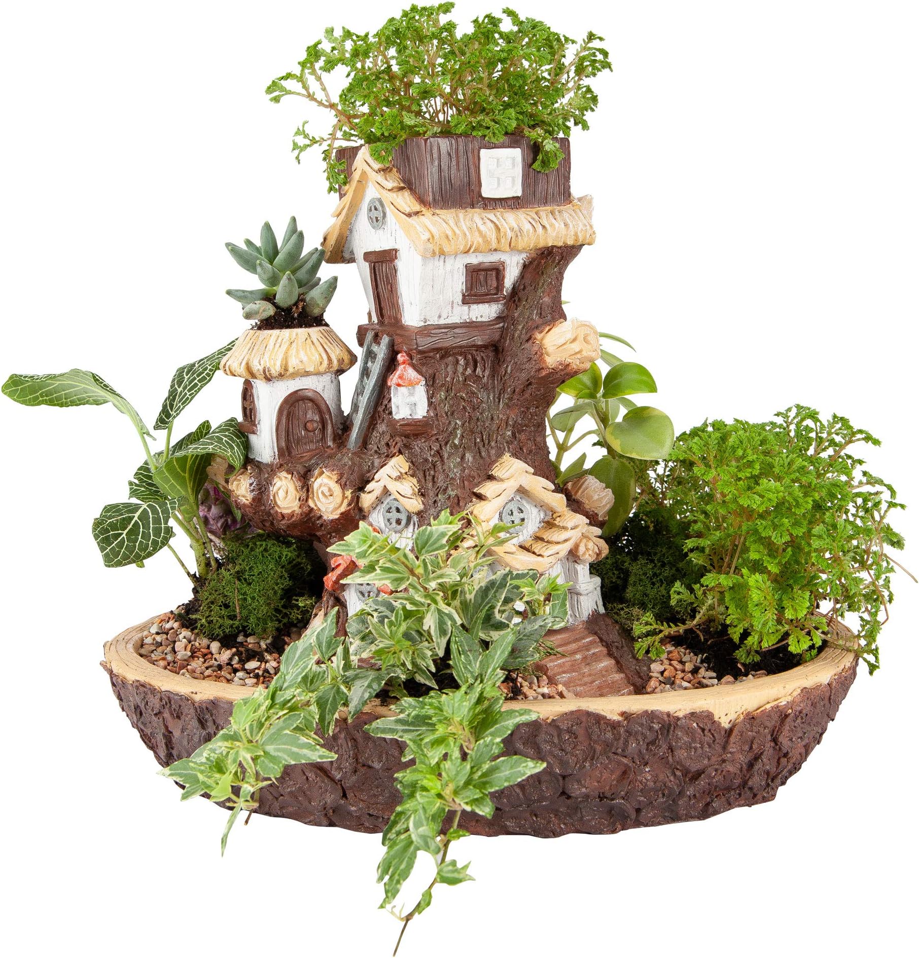 The Paragon Fairy Garden Planter House, Resin Fairy Forest Mulit Layer Decroative Flower Pot for Succulents, Cactus or Small Flower