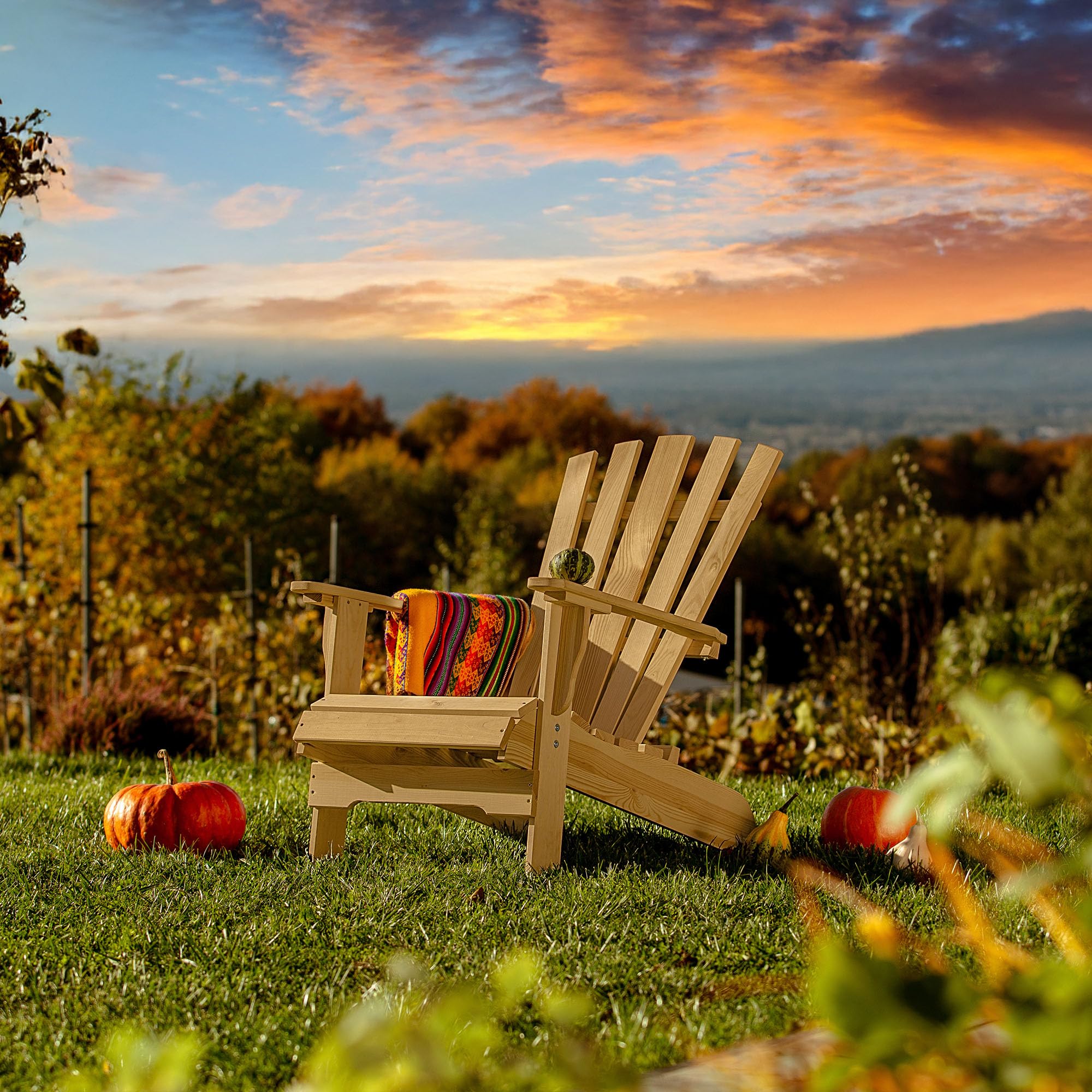 KADAX Adirondack Chaise de jardin en bois, avec dossier haut et accoudoirs, chaise de relaxation, fauteuil d'extérieur en bois pour jardin, foncé