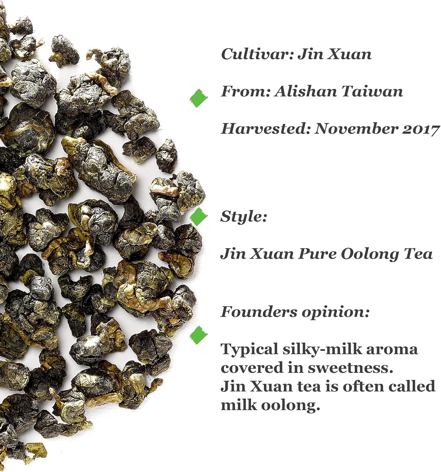 Milk Oolong Tea From Taiwan - Jin Xuan Loose Leaf Tea - Taiwanese Green Oolong Tea 50g o kremowej maślanej nucie i delikatnej słodyczy uzyskanej naturalnie podczas tradycyjnego wytwarzania