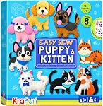 KRAFUN Unicorn Keyring Sewing Kit for Kids Age 7+ | 6 Dolls | Plush keyring dolls: bear, dog, rabbit, raccoon, owl & unicorn. Felt & instructions included