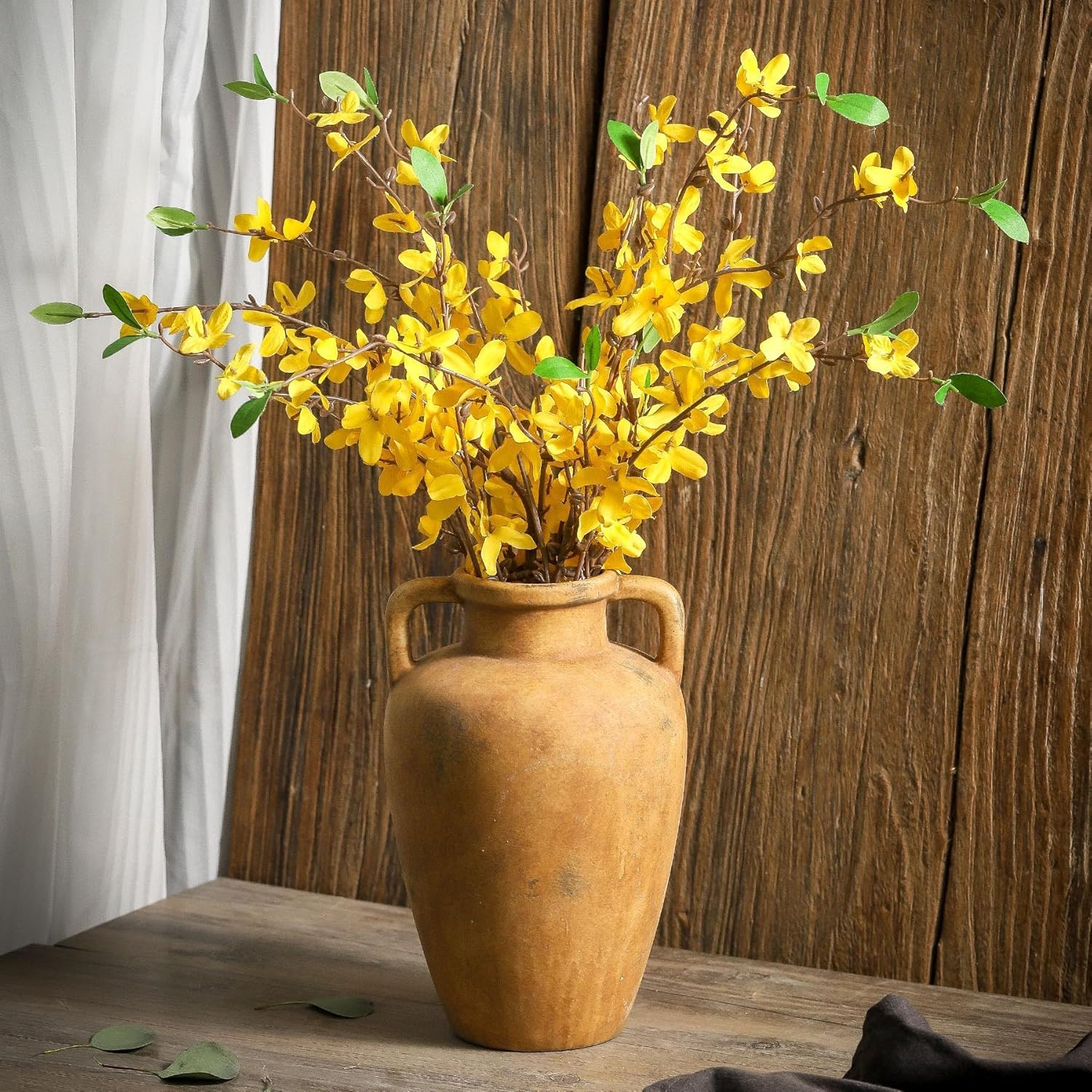 Rustic Vase, Ceramic Flower Vase for Centerpieces, 8.85 inch Large Decorative Terracotta Vintage Vases, Farmhouse Rustic Vases for Home Decor, Living Room, Table, Neutral - Image 9