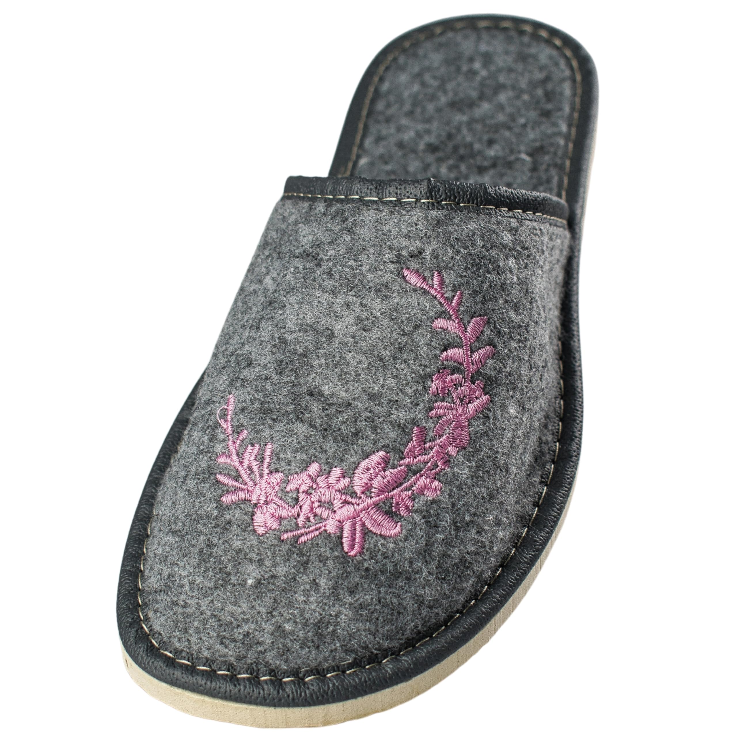 APREGGIO Slip-On Damenhausschuhe Filz Gummisohle 36-41 EU | Handgefertigtes Naturprodukt, leichtes Gewicht, für ganzjährigen Indoor-Gebrauch, flaches Design, rutschfest