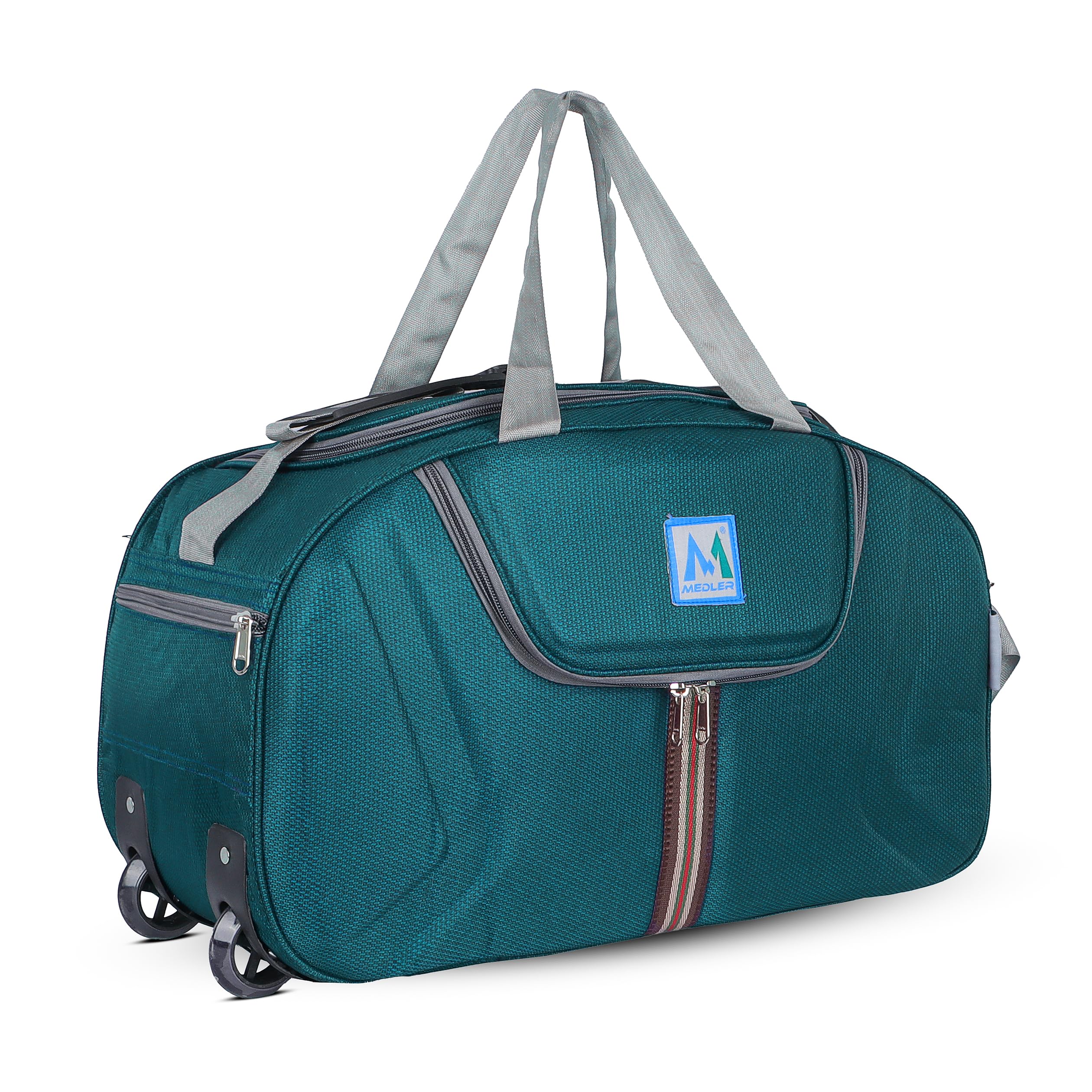 Jerry Duffle Bag | Waterproof Strolley Duffle Bag | 2 Wheel Duffel Bag | Luggage Bag with Adjustable Strap - (Turquoise)-image-18
