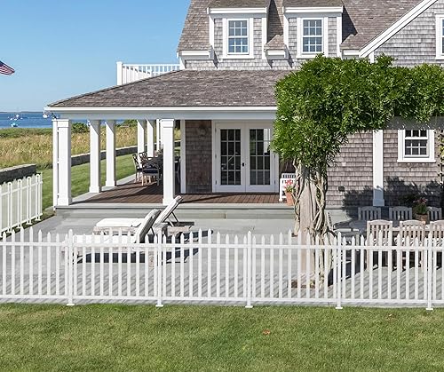 Miniatura 22 de SunnyRoyal Paneles de valla de piquetes, 2 juegos de 84 pulgadas de largo x 38.6 pulgadas de alto, valla de vinilo de PVC para jardín de patio 20