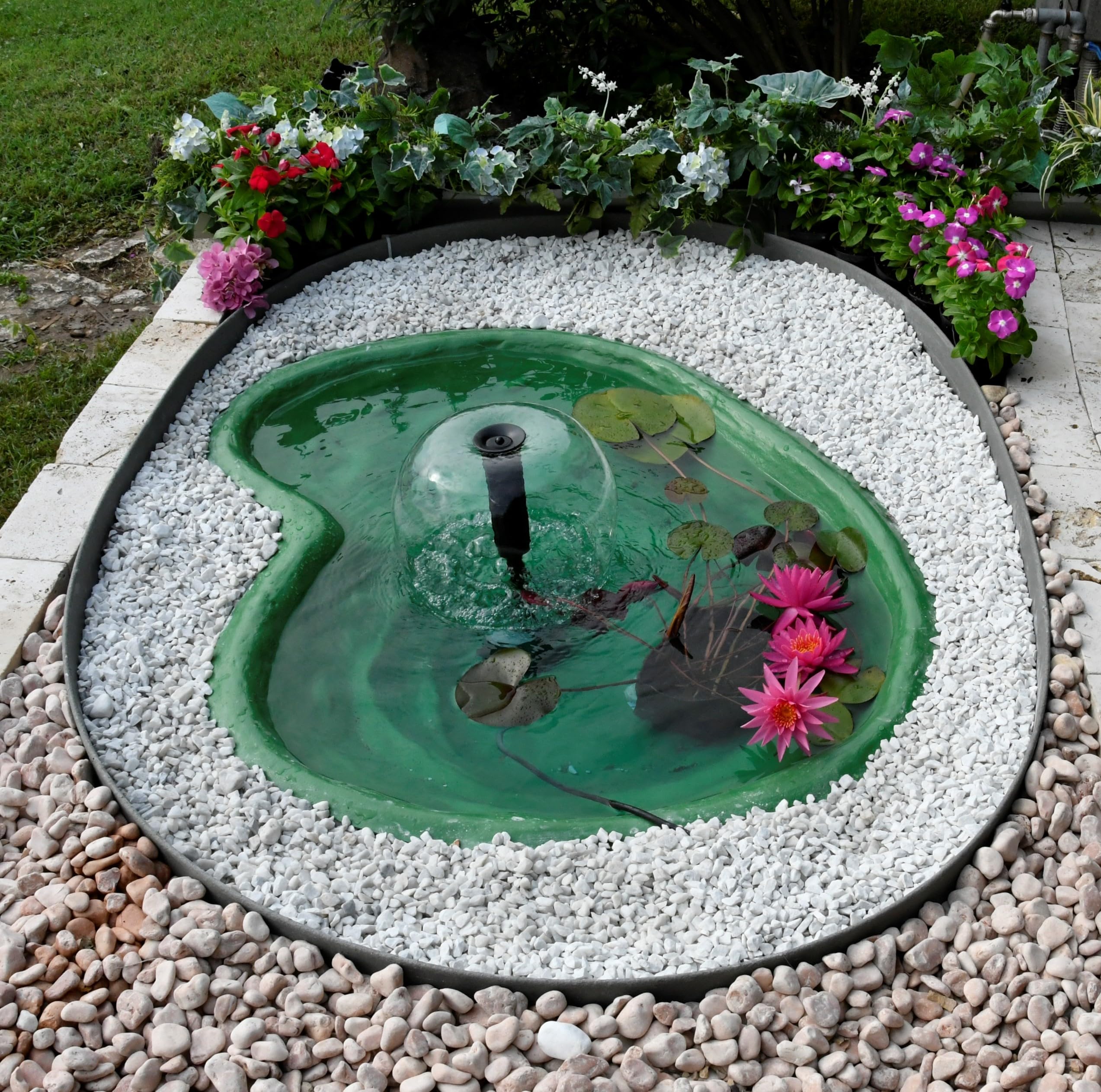 Giardini d'Acqua Estanque Preformado Verde Modelo Caldonazzo 110 cm x 78 cm x 28 cm, Capacidad 90 Lt - Jardin Pecera Koi Plantas Palustres Bricolaje Duradero Agua