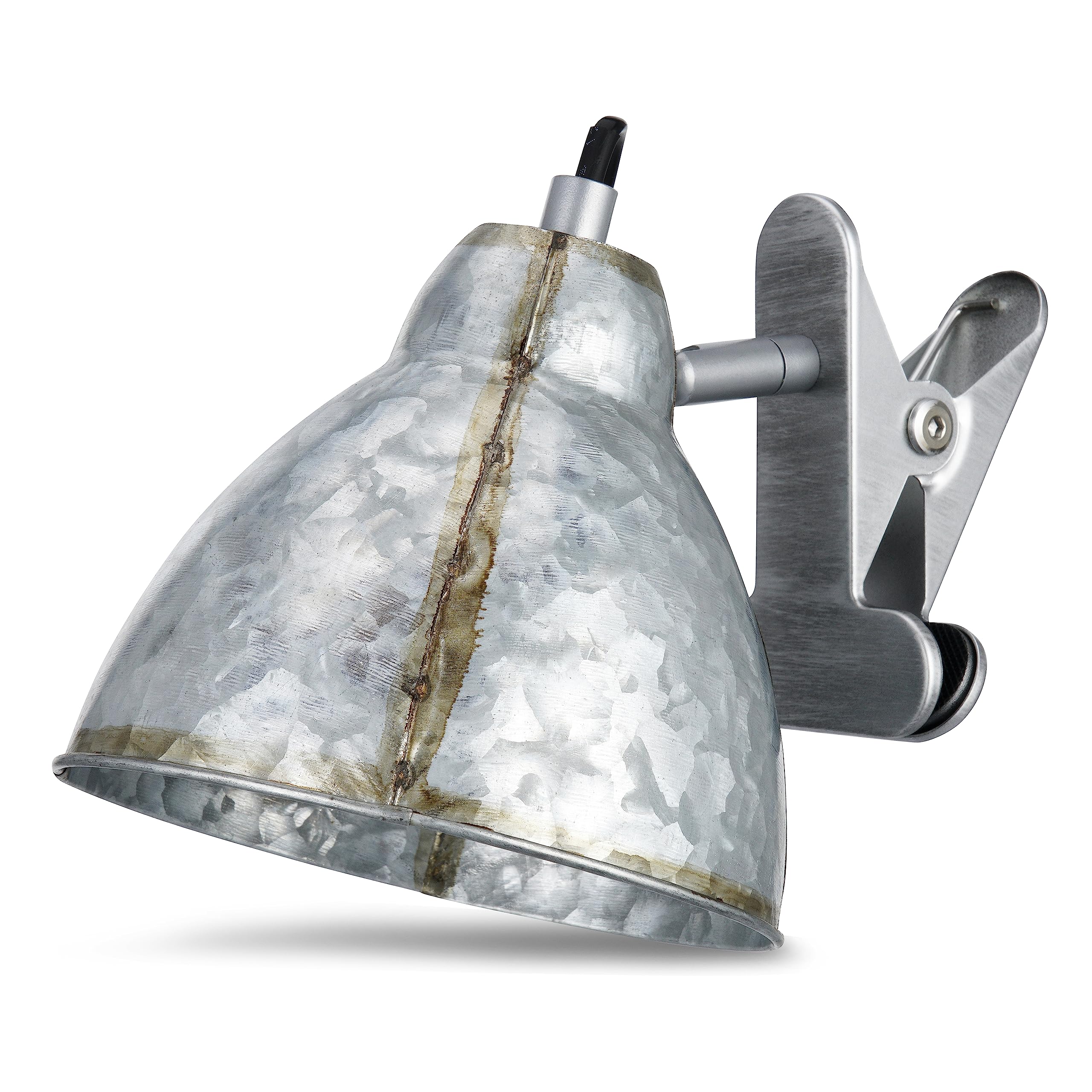 REV – Lampe à pince au look rétro tendance avec douille E27 couleur zinc – Lampe de lecture pour lit IP20 orientable avec abat-jour en métal