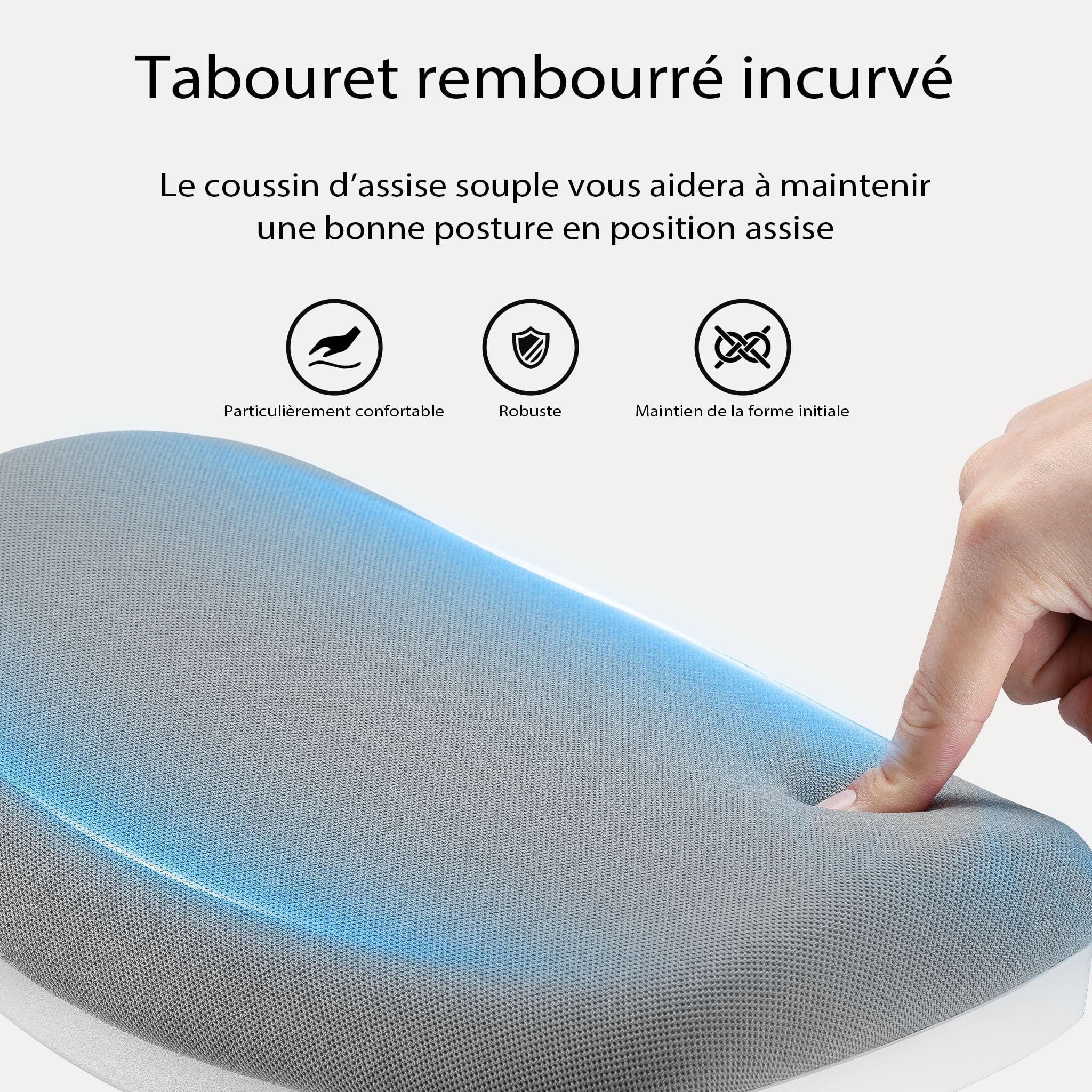 WilTec Tabouret Ergonomique Assis Debout 36x23x55-82 cm Capacité 135 kg Gris Fauteuil de Bureau Chaise Debout Assis