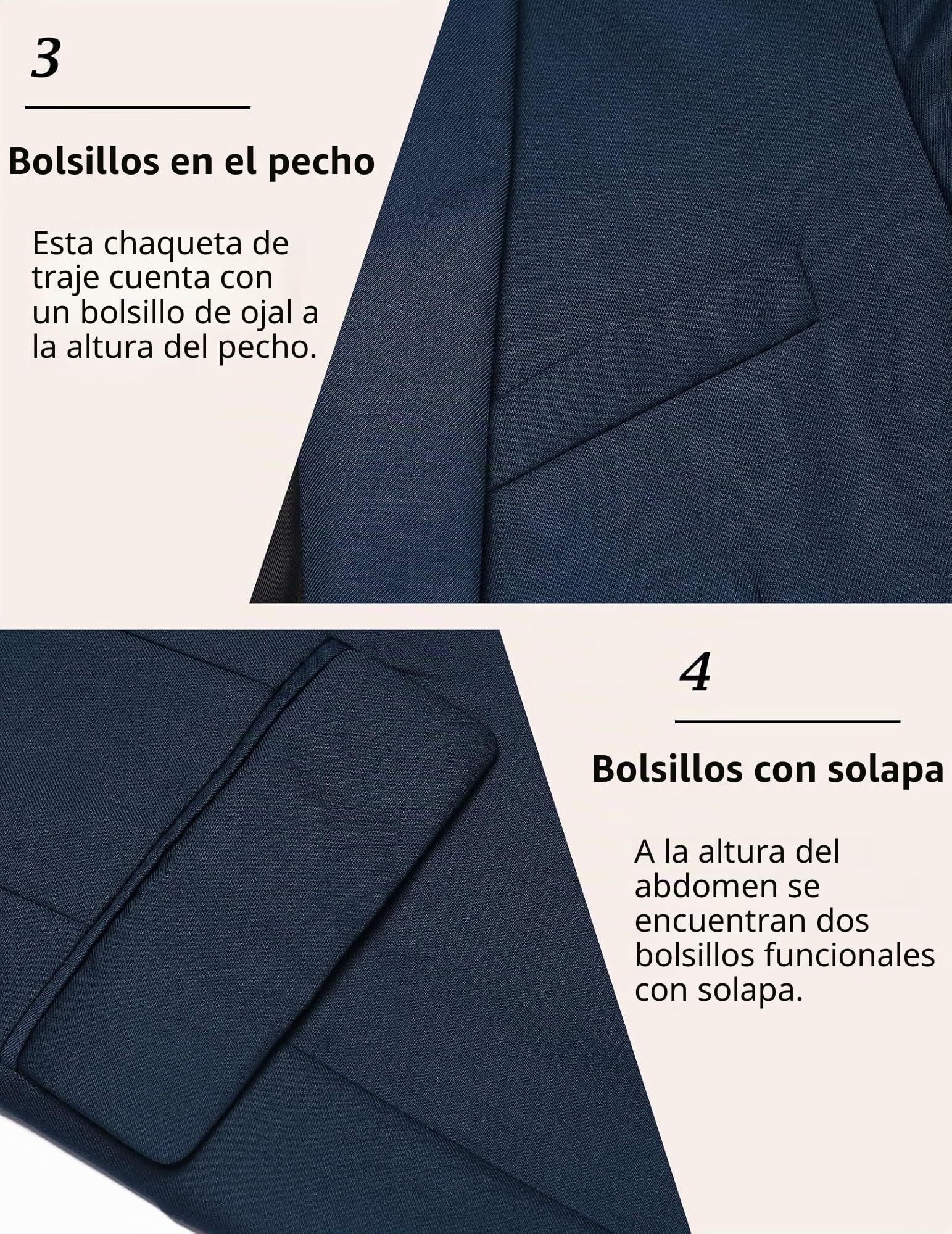 COOFANDY Chaqueta de hombre con estructura deportiva, chaqueta de blazer de ocio, chaqueta de negocios, chaqueta de traje con 1 botón, unicolor, ajuste regular, azul, M