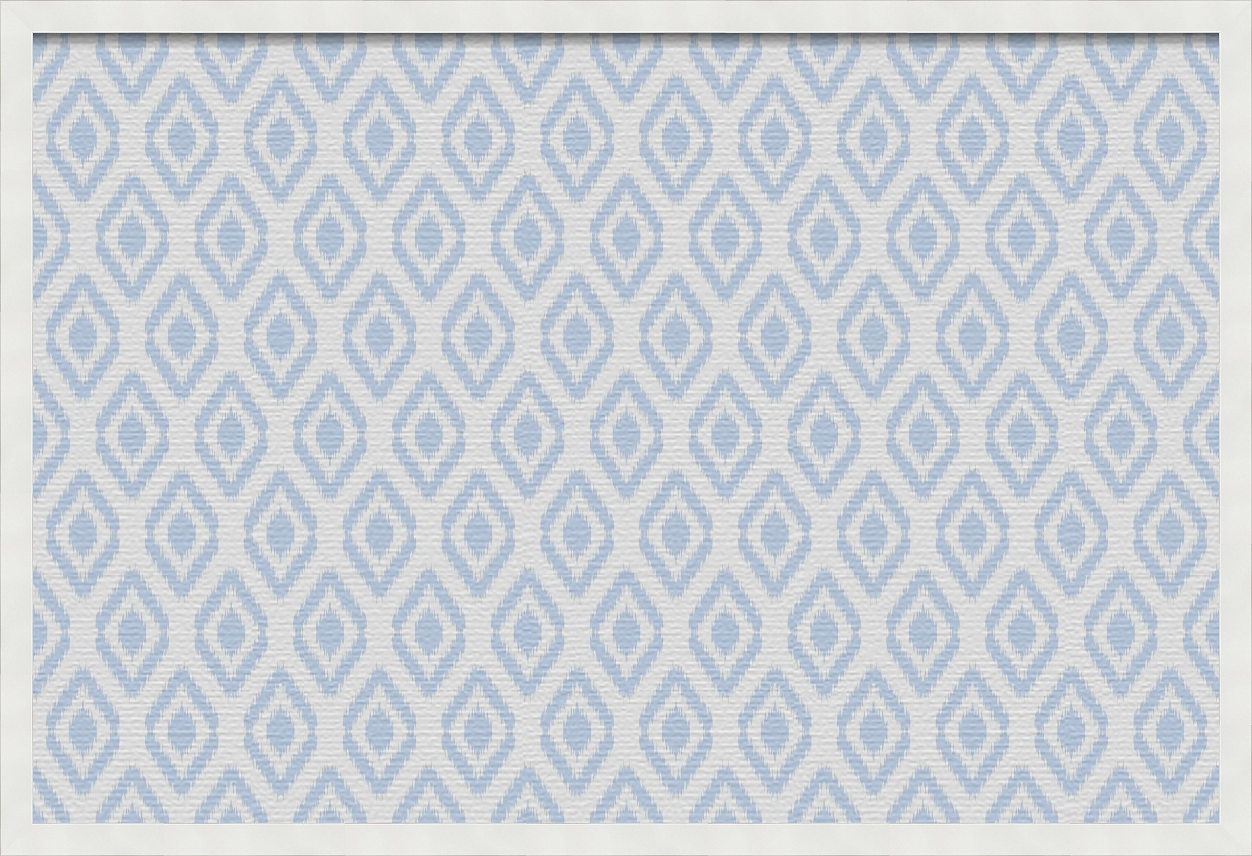 PinPix Tablica ogłoszeń z korka wykonana z płótna, jasnoniebieski Ikat 90 x 61 cm 2 x 0,9 m i oprawiony w satynową białą ramkę (PinPix-1633-36x24_FRBW26074)