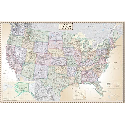 24x36 United States, USA US Executive Wall Map Poster Mural (24x36 LAMINATED)