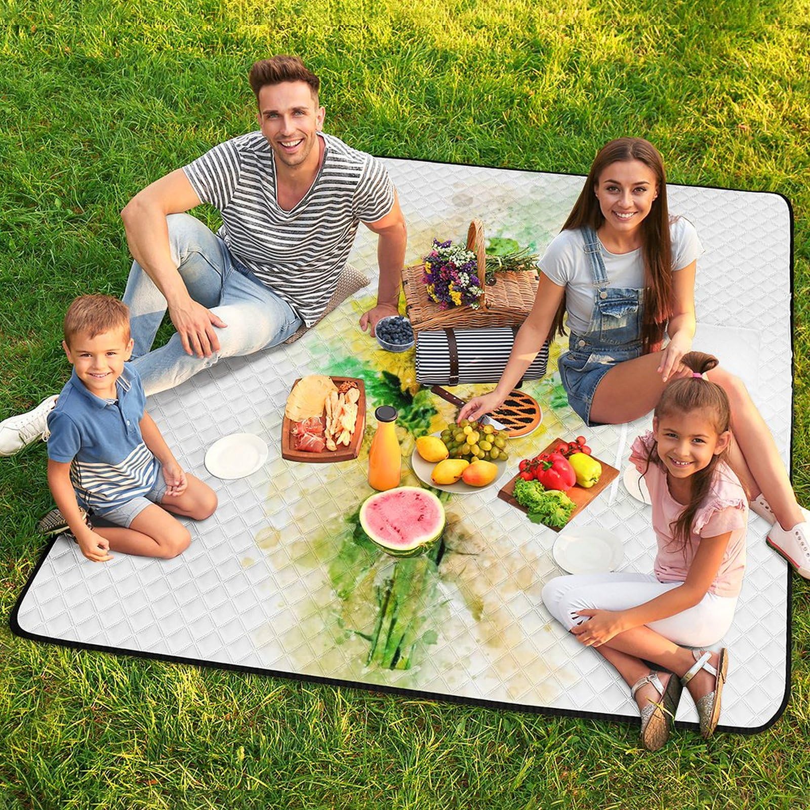 3D Impression Watercolor SunFleurs Couverture Pique Nique Tapis Pique Nique Nappe Picnic Couverture De Pique-Nique pour Le Voyage, Le Camping, Les Vacances, Etc 200x200cm