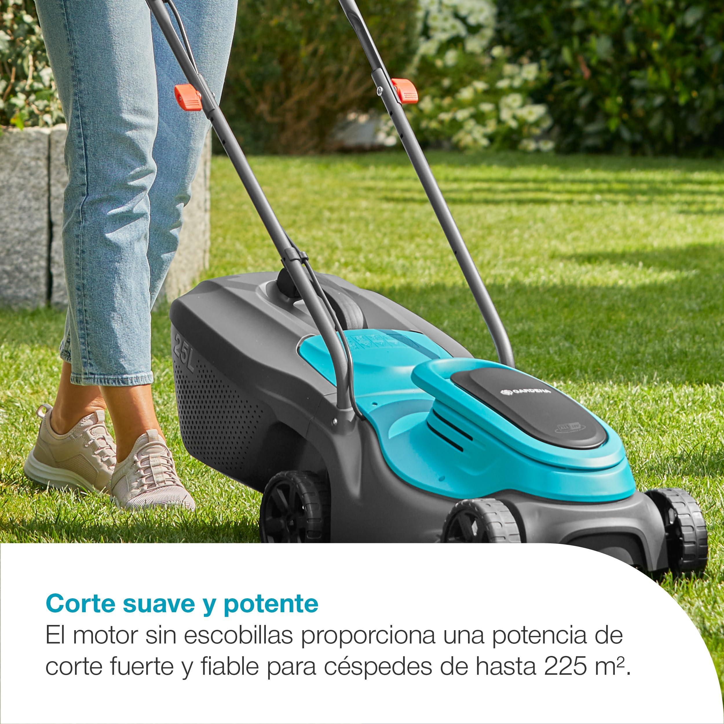 Gardena Cortacésped PowerMax 30/18V P4A con batería, Set Listo para Usar: 30 cm de Ancho, Capacidad de 25 l, Ajuste de Altura, Ligero, Sin Cable (14630-20)