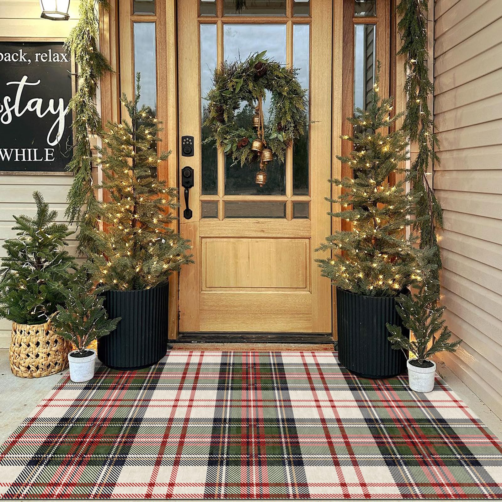Othilic Christmas 3x5 Entry Rug Washable Indoor Outdoor Mats for Front Door